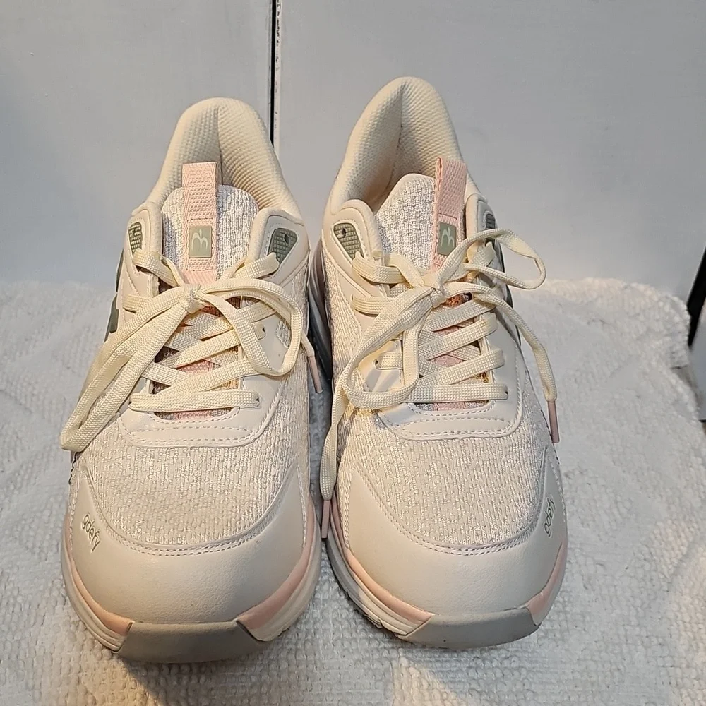 Gdefy Women's Comfort Sneakers in Cream and Gray - Picture 2 of 5